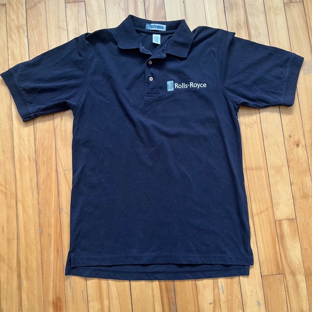 Extreme Rolls-Royce Embroidered Logo Polo Shirt Mens Medium Navy Blue Pique